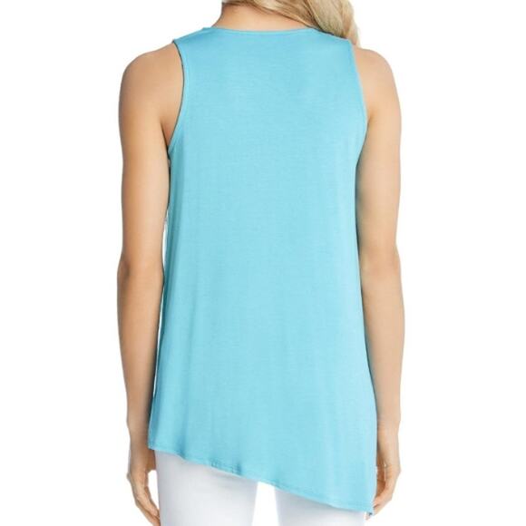 Karen Kane Sleeveless V-Neck Draped Front Tank Top Size Medium Aqua Blue NWT - Picture 2 of 5